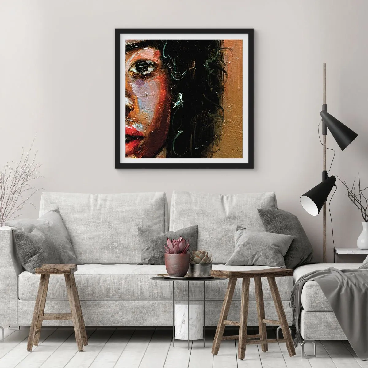 Poster in cornice nera - Oscurità e luce - 30x30 cm