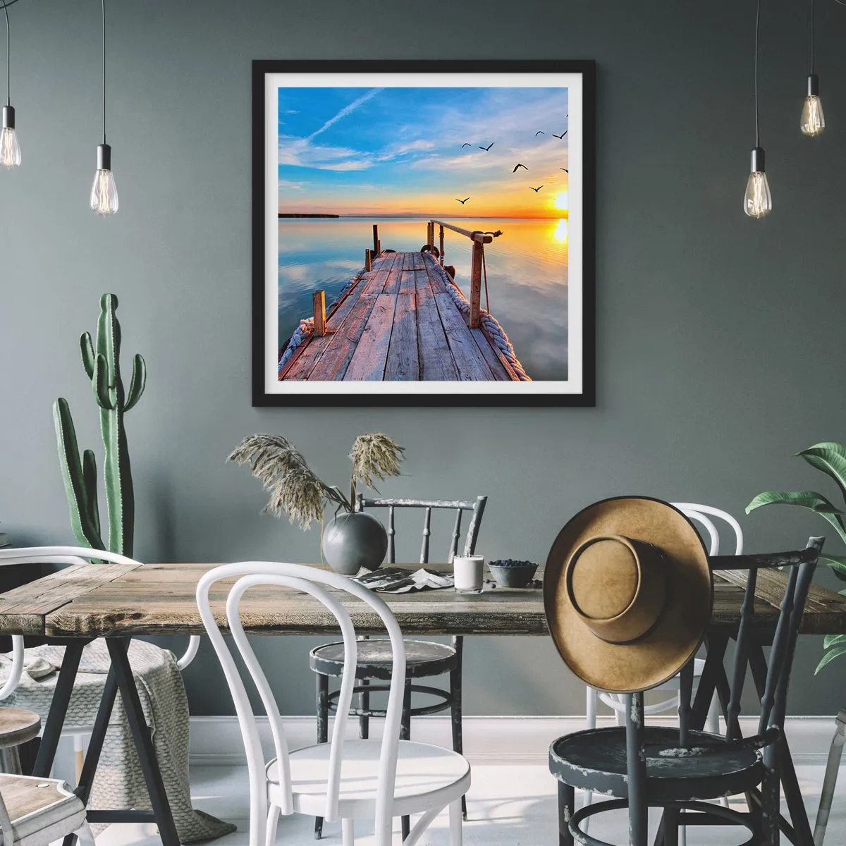 Poster in cornice nera - Camminando verso il sole - 40x40 cm