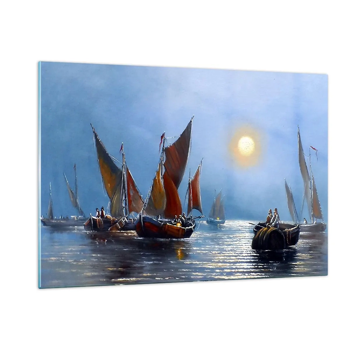 Quadro su vetro - Pesca notturna - 120x80cm - Pesca notturna - Decorazione murale moderna per soggiorno e camera da letto ARTTOR