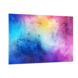 Quadro su vetro - Composizione astratta nei colori dell'arcobaleno con effetto acquerello - 120x80cm - Quasi al settimo cielo - Decorazione murale moderna per soggiorno e camera da letto ARTTOR