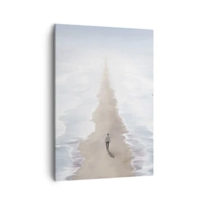 Quadro su tela - Stampe su Tela - Una figura su una strada solitaria in mezzo a un vasto paesaggio acquatico - 50x70cm - Un futuro luminoso - Decorazione murale moderna per soggiorno e camera da letto ARTTOR