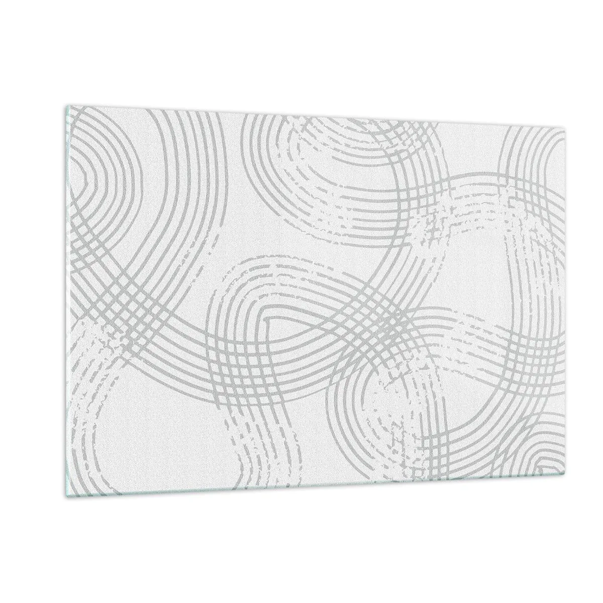 Quadro su vetro - Linee curve astratte in tonalità di grigio su bianco - 120x80cm - Non vi è una via diritta - Decorazione murale moderna per soggiorno e camera da letto ARTTOR