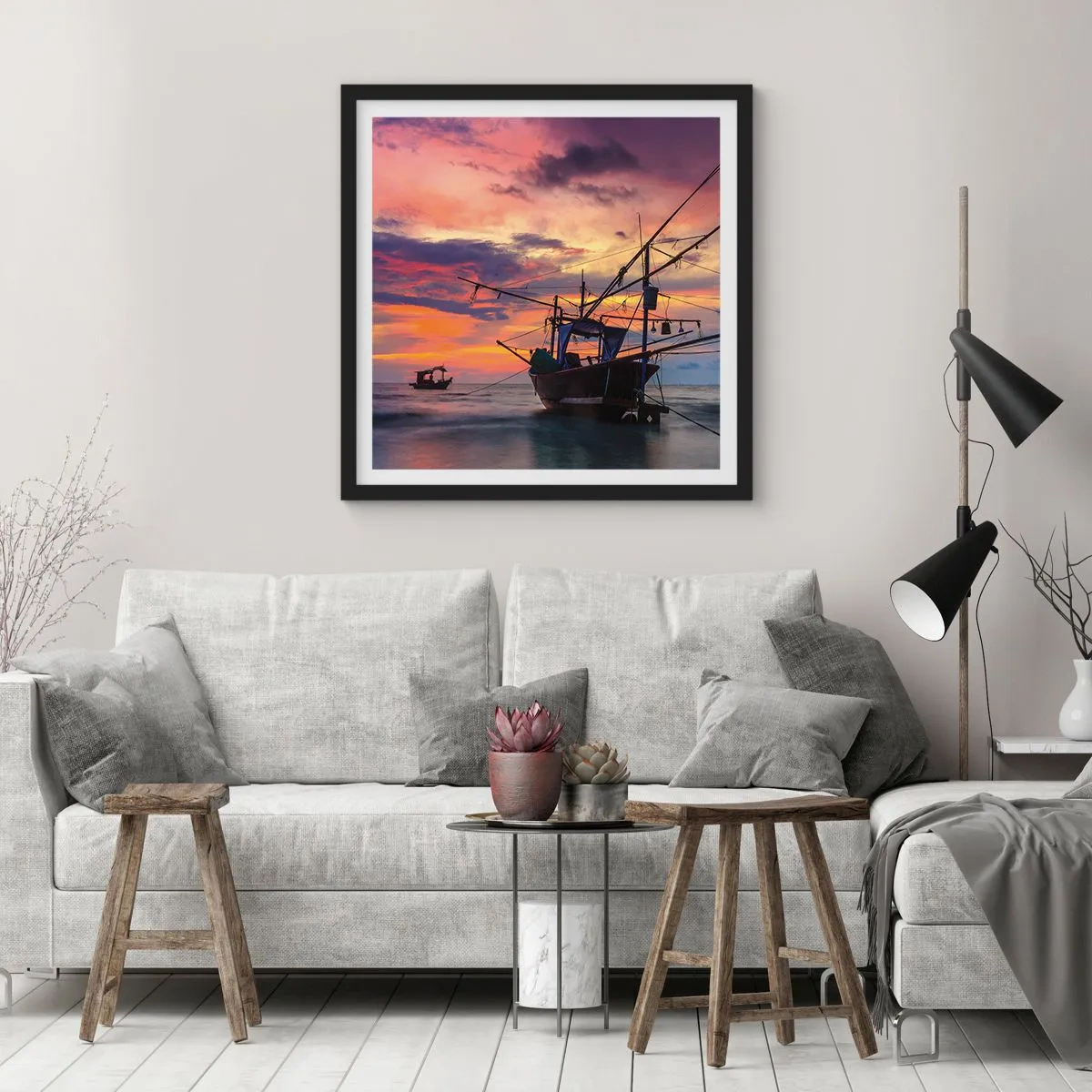 Poster in cornice nera - Sera esotica - 60x60 cm