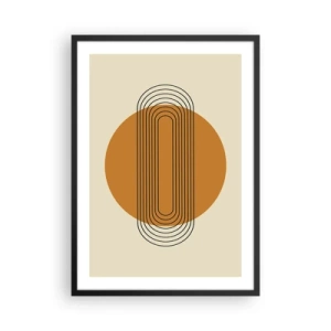 Poster in cornice nera - Motivo geometrico con cerchi e linee arancioni - 50x70cm - Piano perfetto - Decorazione murale moderna per soggiorno e camera da letto ARTTOR