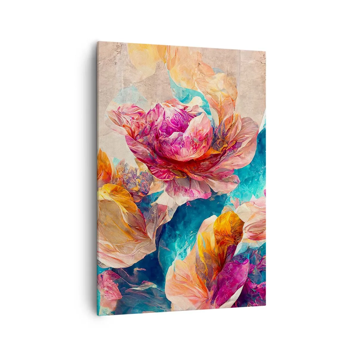 Quadro su tela - Stampe su Tela - Fiori colorati su sfondo beige - 70x100cm - Lo splendore colorato del bouquet - Decorazione murale moderna per soggiorno e camera da letto ARTTOR