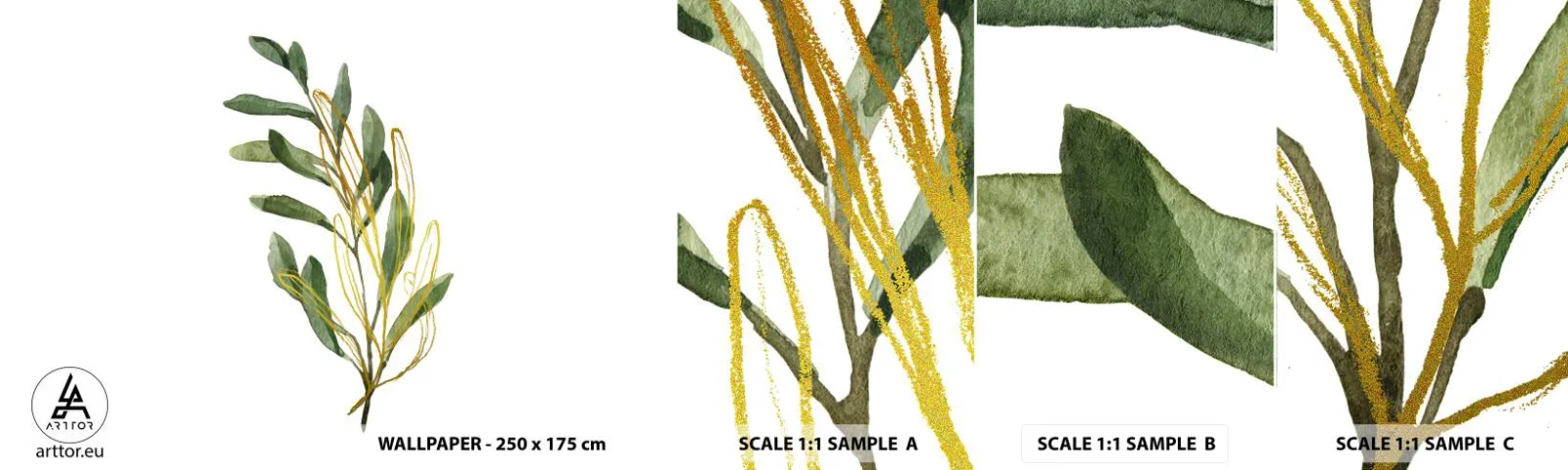 Campione Di Fotomurale Standard Eco - Tutto ciò che è buono - Foglie, Oliva, Pianta - 100x30 cm