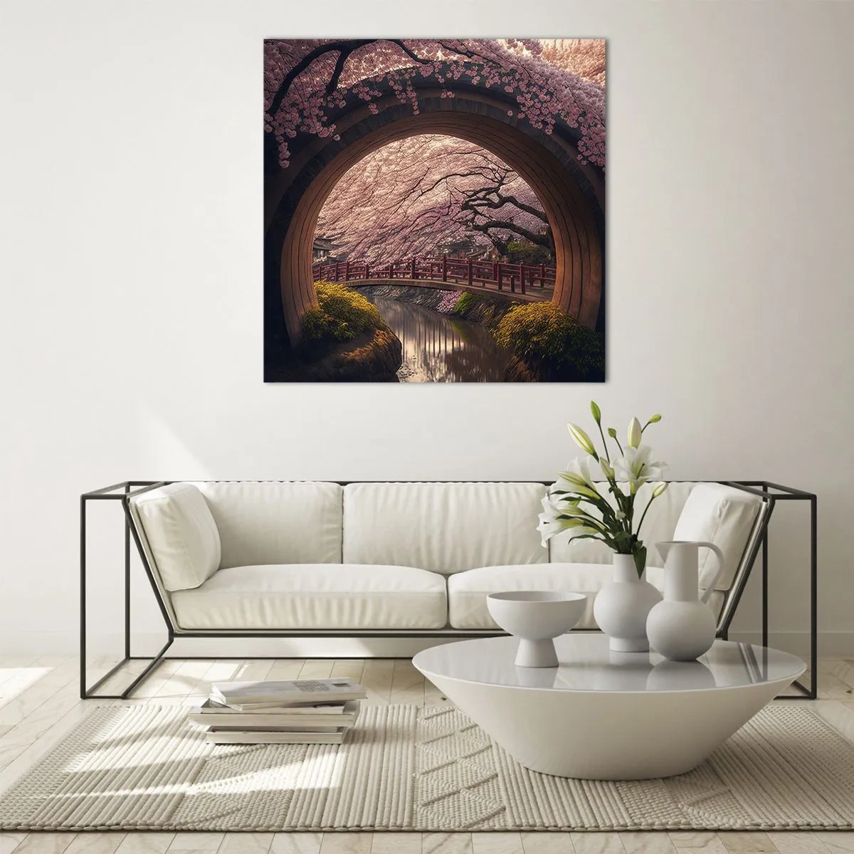 Quadro su vetro - Primavera giapponese - 70x70 cm