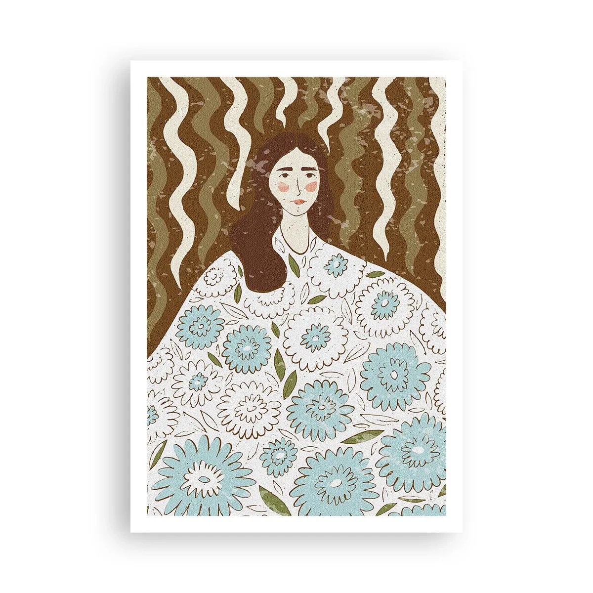 Poster - Ritratto con abito a fiori - 70x100 cm