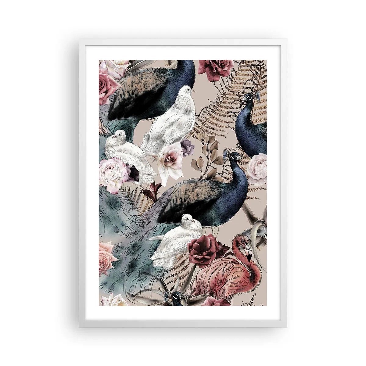 Poster in cornice bianca - Nel giardino del palazzo - 50x70 cm