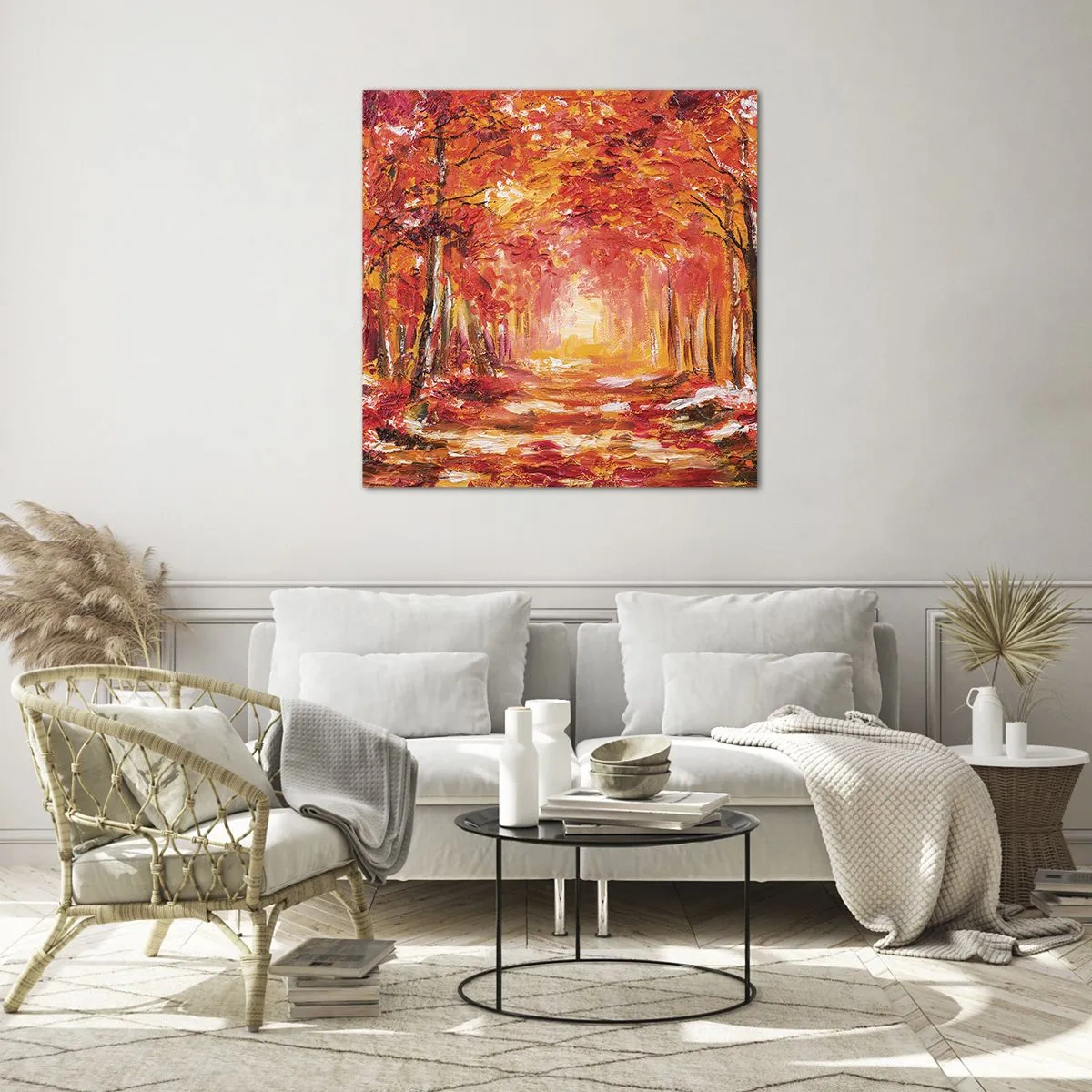 Quadro su vetro - Foresta di rame - 70x70 cm