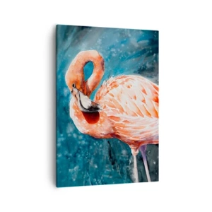 Quadro su tela - Stampe su Tela - Un fenicottero rosa su uno sfondo blu acquerello - 50x70cm - Naturalmente decorativo  - Decorazione murale moderna per soggiorno e camera da letto ARTTOR