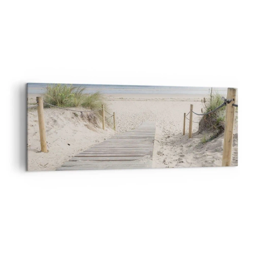 Quadro su tela - Stampe su Tela - Un sentiero di assi che conduce a una spiaggia sabbiosa - 140x50cm - Fino all'orizzonte - Decorazione murale moderna per soggiorno e camera da letto ARTTOR