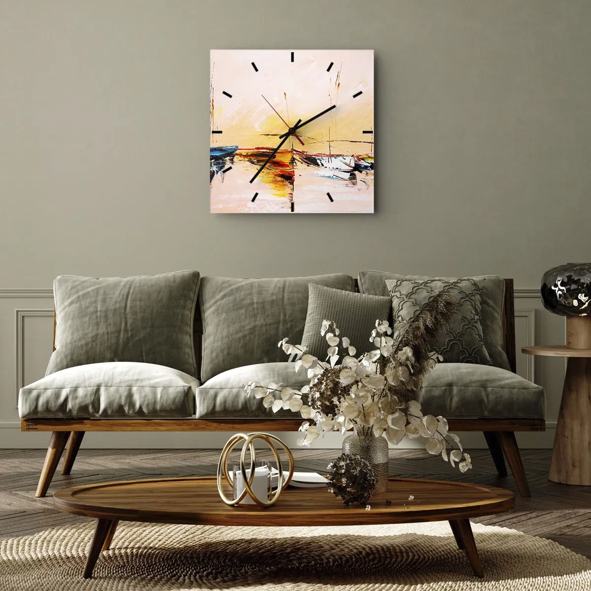 Orologio da parete - Orologio in Vetro - La sera sul molo - 40x40 cm