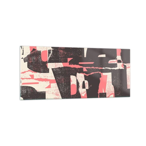 Quadro su vetro - Una composizione astratta nei toni del rosa e del marrone. - 120x50cm - Tutto il rumore - Decorazione murale moderna per soggiorno e camera da letto ARTTOR