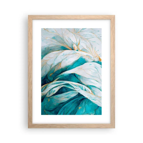 Poster in cornice rovere chiaro - Astrazione blu con motivi d'oro - 30x40 cm