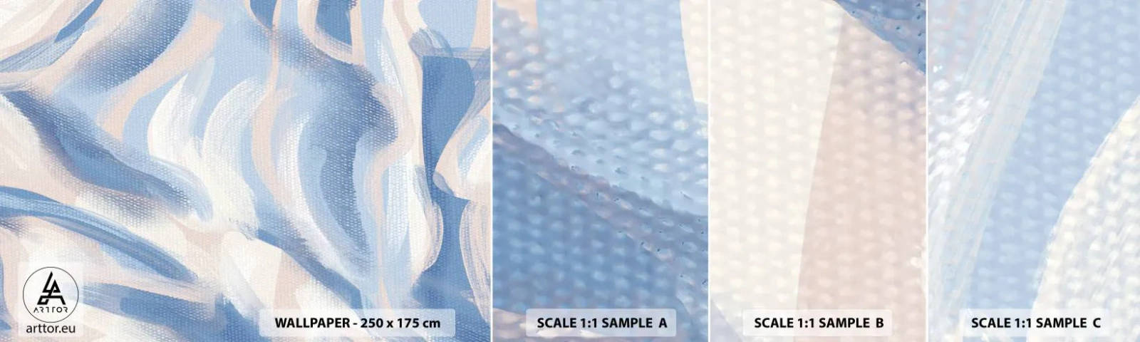 Campione Di Fotomurale Standard Eco - Ondulazioni azzurre - Pastello, Minimalismo, Pezzo - 100x30 cm