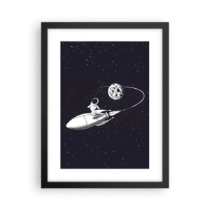 Poster in cornice nera - Surfista spaziale - 30x40 cm