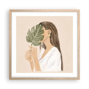 Poster in cornice rovere chiaro - Misterioso ritratto con ventaglio - 50x50 cm