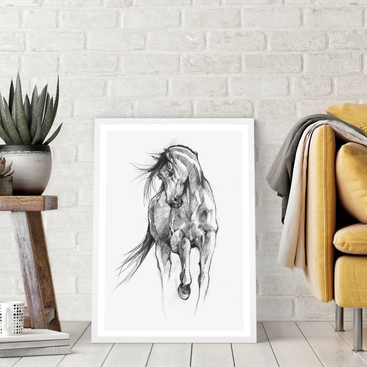 Poster in cornice bianca - Trotto aggraziato - 70x100 cm