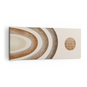 Quadro su tela - Stampe su Tela - Motivo planetario geometrico nei toni del marrone - 120x50cm - In una galassia lontana - Decorazione murale moderna per soggiorno e camera da letto ARTTOR