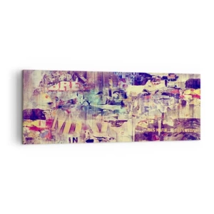 Quadro su tela - Stampe su Tela - Collage astratto colorato con testo e grafica - 140x50cm - E questo resterà - Decorazione murale moderna per soggiorno e camera da letto ARTTOR