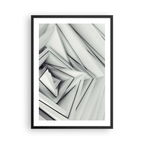 Poster in cornice nera - Composizione astratta di triangoli geometrici in 3D - 50x70cm - Germogli spigolosi - Decorazione murale moderna per soggiorno e camera da letto ARTTOR