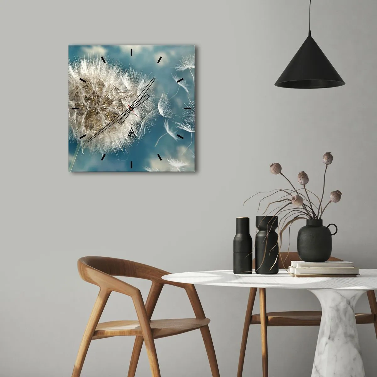 Orologio da parete - Orologio in Vetro - Il respiro dell'angelo - 40x40 cm