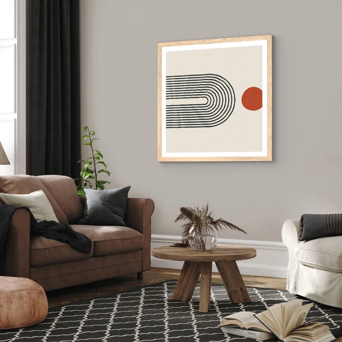 Poster in cornice rovere chiaro - Magnetismo di forme e colori - 50x50 cm