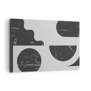 Quadro su tela - Stampe su Tela - Motivi geometrici nelle tonalità del nero e del grigio - 120x80cm - Composizione sopra e sotto - Decorazione murale moderna per soggiorno e camera da letto ARTTOR