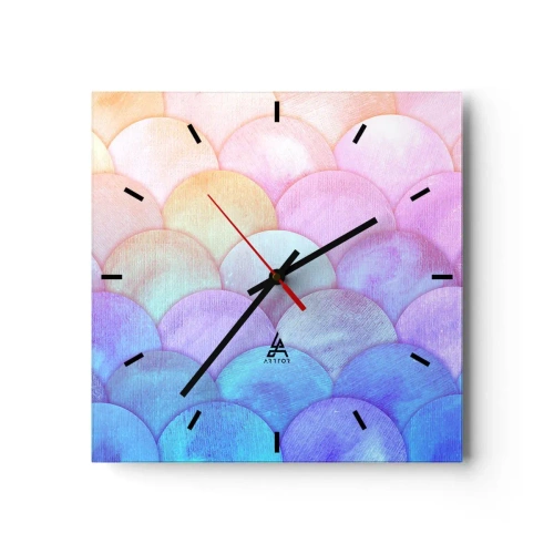 Orologio da parete - Orologio in Vetro - Scale astratte in tonalità pastello - 30x30cm - Scaglie perlate - Decorazione murale moderna per soggiorno e camera da letto ARTTOR