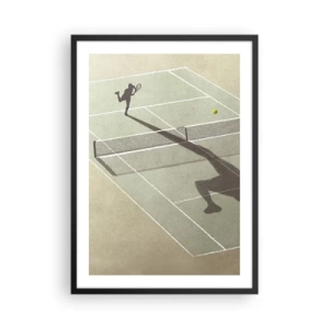 Poster in cornice nera - Un tennista in servizio in campo - 50x70cm - Sconfiggere se stesso - Decorazione murale moderna per soggiorno e camera da letto ARTTOR