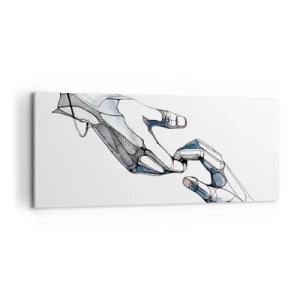 Quadro su tela - Stampe su Tela - Rappresentazione artistica di una mano in forma minimalista e geometrica - 120x50cm - Buon gesto - Decorazione murale moderna per soggiorno e camera da letto ARTTOR