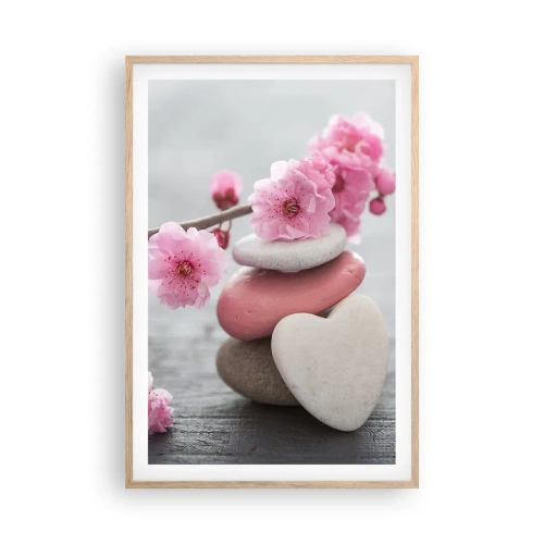 Poster in cornice rovere chiaro - Serenità con fiori di ciliegio - 61x91 cm
