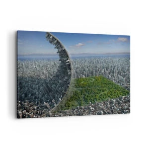 Quadro su tela - Stampe su Tela - Una città dinamica con un tocco surreale - 120x80cm - La natura è eterna - Decorazione murale moderna per soggiorno e camera da letto ARTTOR
