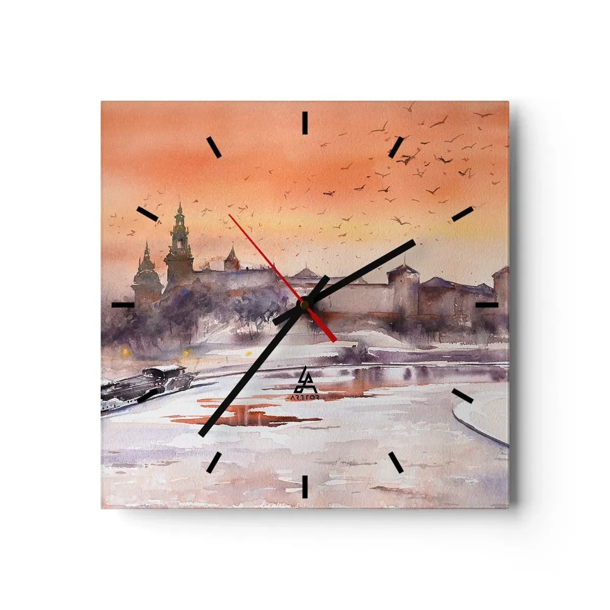 Orologio da parete - Orologio in Vetro - Tramonto reale - 40x40 cm