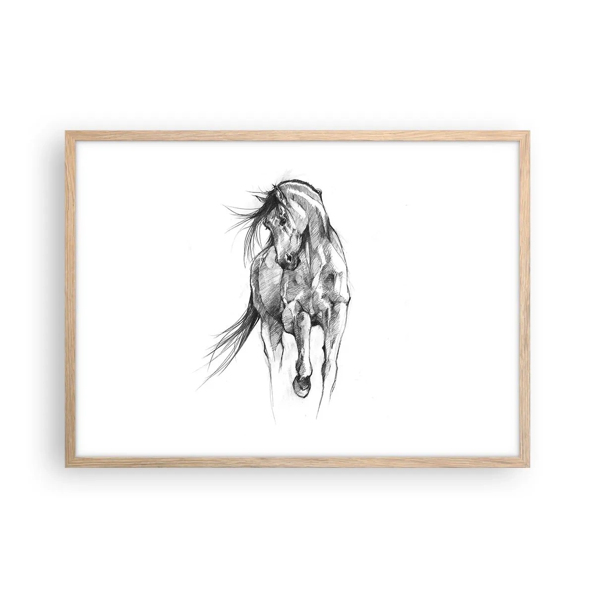 Poster in cornice rovere chiaro - Trotto aggraziato - 70x50 cm