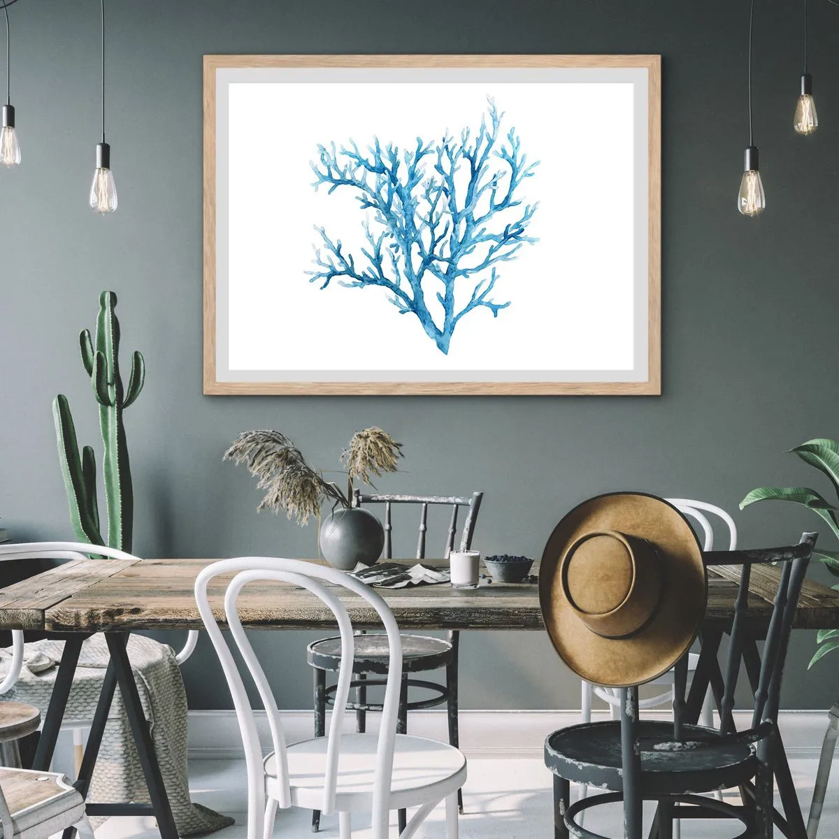 Poster in cornice rovere chiaro - Filigrana marina - 50x40 cm