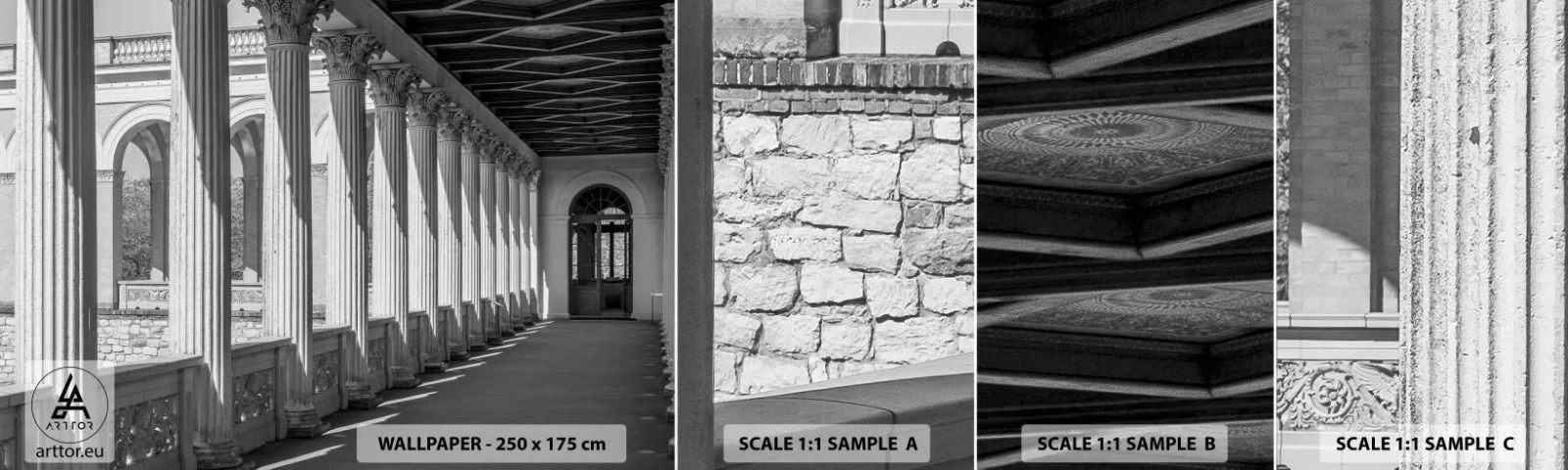 Campione Di Fotomurale Standard Eco - Portico soleggiato - Colonne, Architettura, Classico - 100x30 cm