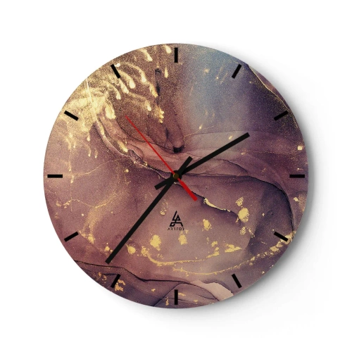 Orologio da parete - Orologio in Vetro - Composizione astratta con texture e accenti dorati - 30x30cm - Materia e spirito - Decorazione murale moderna per soggiorno, cucina e camera da letto ARTTOR