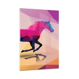 Quadro su vetro - Cavallo geometrico in astrazione colorata - 50x70cm - Il cubismo è sempre vivo - Decorazione murale moderna per soggiorno e camera da letto ARTTOR
