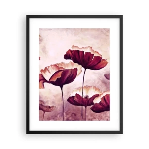 Poster in cornice nera - Petalo rosso e bianco - 40x50 cm