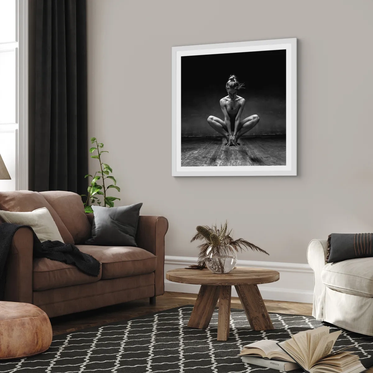 Poster in cornice bianca - La concentrazione dell'energia della danza - 40x40 cm