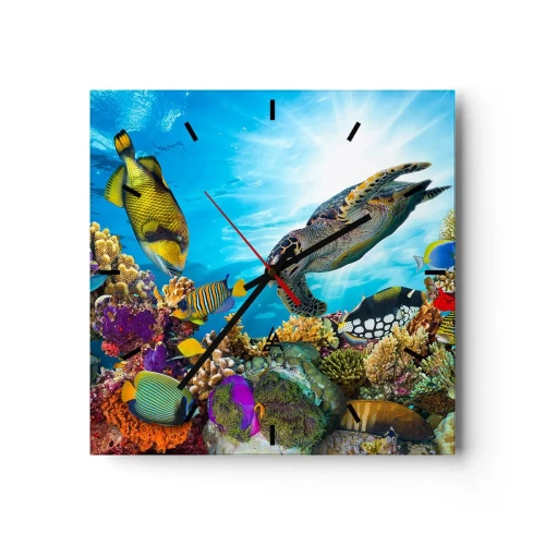 Orologio da parete - Orologio in Vetro - Passeggiata corallina - 40x40 cm