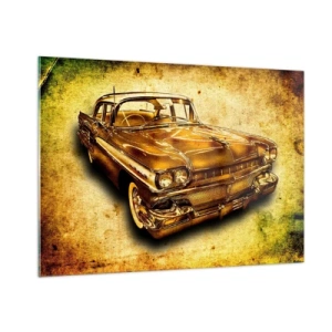 Quadro su vetro - Un'auto d'epoca con uno sfondo d'epoca - 100x70cm - La bellezza eterna della classicità - Decorazione murale moderna per soggiorno e camera da letto ARTTOR