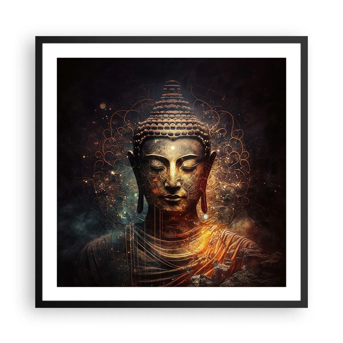 Poster in cornice nera - Equilibrio spirituale - 60x60 cm