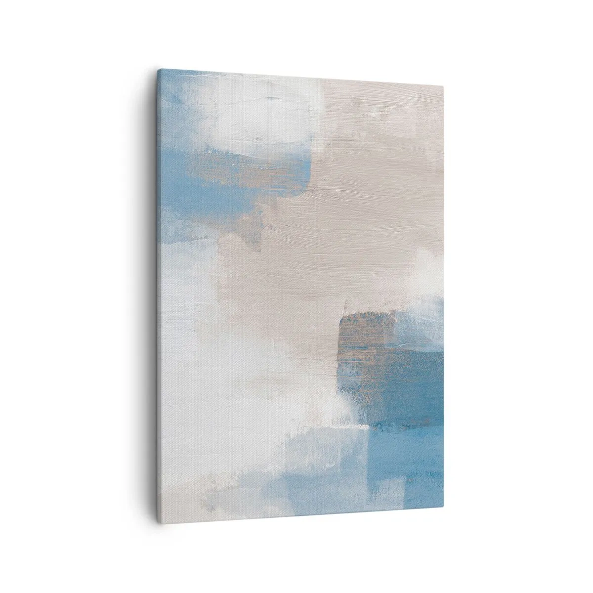 Quadro su tela - Stampe su Tela - Forme astratte nei toni del blu e del beige - 50x70cm - Astrazione rosa coperta dal blu - Decorazione murale moderna per soggiorno e camera da letto ARTTOR