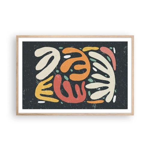 Poster in cornice rovere chiaro - Composizione: adesso ti acchiappo - 91x61 cm