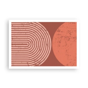 Poster - Motivi geometrici nei toni del terracotta su sfondo vintage - 100x70cm - Rapporti stretti - Decorazione murale moderna per soggiorno e camera da letto ARTTOR