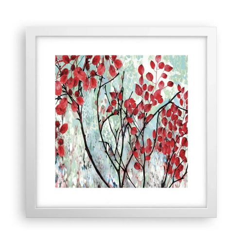 Poster in cornice bianca - Albero in scarlatto - 30x30 cm
