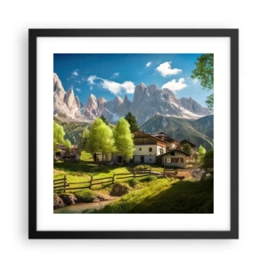Poster in cornice nera - Idillio alpino - 40x40 cm